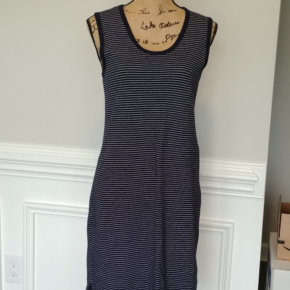 J Crew Factory Knit Cutaway Blue Stripe Dress XS